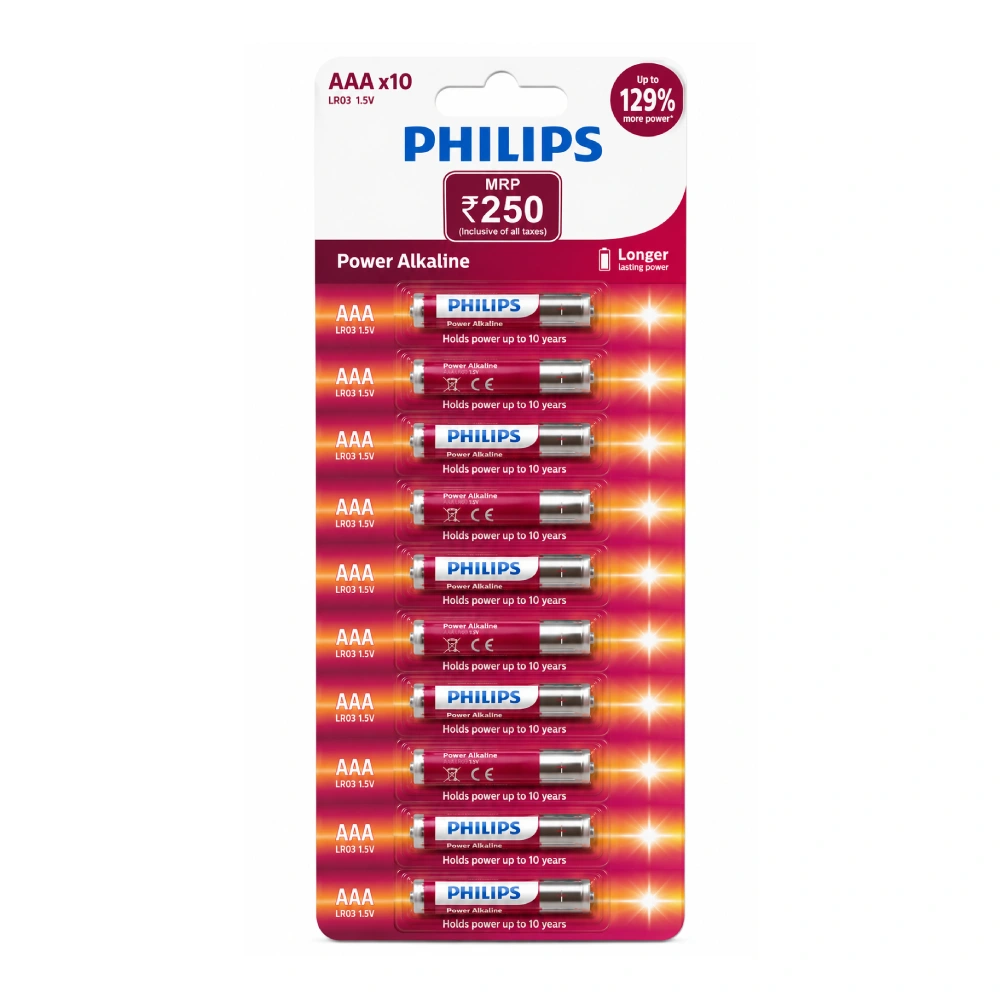 PHILIPS Power Alkaline AAA Batteries (Pack of 10)